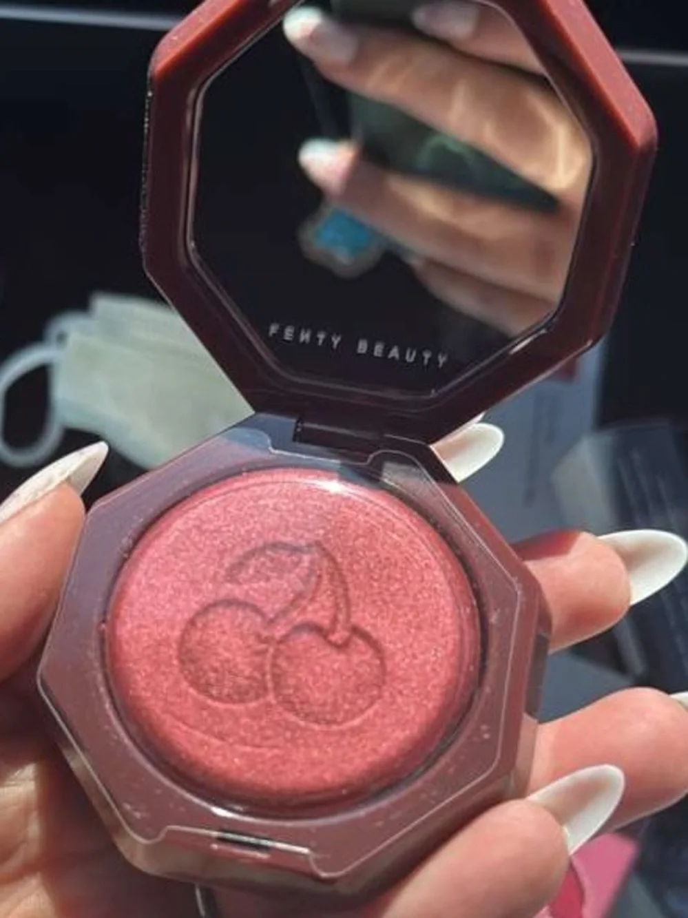Fenty Beauty Hot Cheeks Blush & Highlighter — Cherry Red with Green Accents